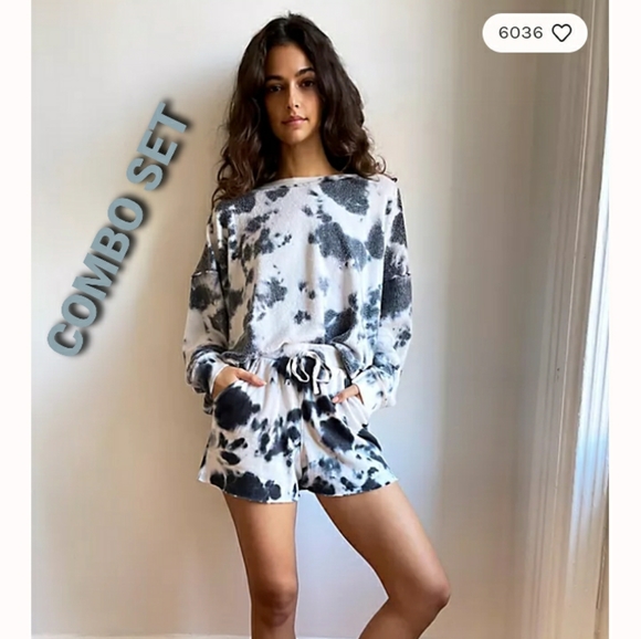 Free People Tops - Free People Kelly Tie Dye Sweatshirt & Short Set